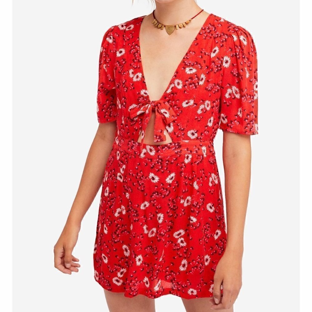 Free People floral cut out romper